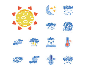 bundle of weather symbols set icons