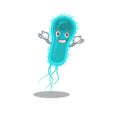 A picture of grinning escherichia coli bacteria cartoon design concept
