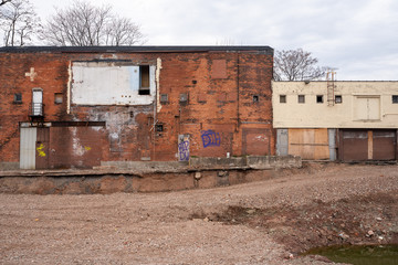 Old Abandoned Industrial Building preparing for demolition