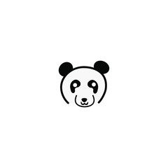 Panda Bear head logo. Vector teddy bear. Isolated mascot cartoon character doodle illustration.