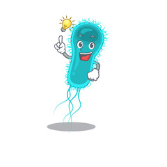 Mascot character design of escherichia coli bacteria with has an idea smart gesture