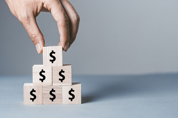 ドルと積み木の木製ブロック