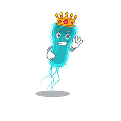 A Wise King of escherichia coli bacteria mascot design style