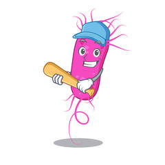 Fototapeta premium Picture of pseudomoa bacteria cartoon character playing baseball