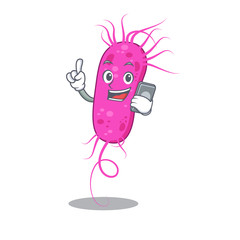 Pseudomoa bacteria cartoon character speaking on phone