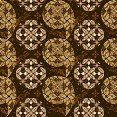 Modern circle motifs on batik design with simple dark brown color design