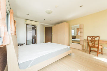 Modern interior design in small apartment with bedroom