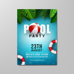 pool party flyer template vector illustration - obrazy, fototapety, plakaty