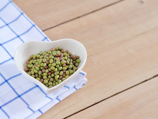 Green beans or chickpea on the wooden table, Kind of small legume and nutritious seed, healthy and nutrition food concept 