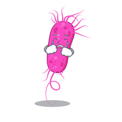 Cartoon character design of pseudomoa bacteria with a crying face