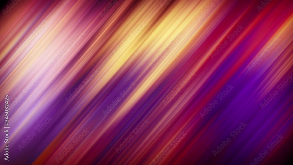 Poster Colorful Diagonal Moving Light Rays Background Loop Animation. Abstract rainbow colored blurred motion diagonal lines seamless loop background.  
