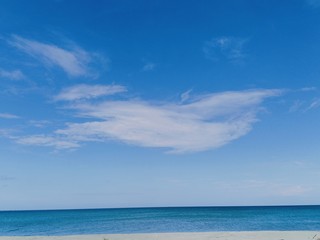 Fototapeta na wymiar blue sea with blue sky background