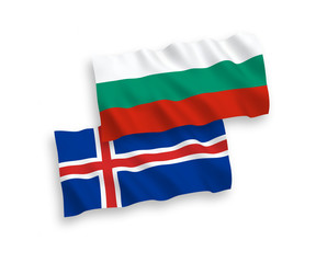Flags of Iceland and Bulgaria on a white background