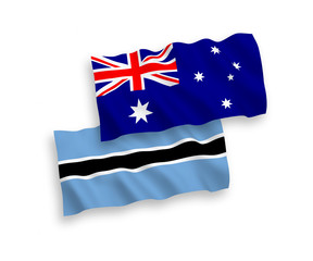 Flags of Australia and Botswana on a white background