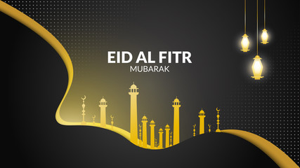 Eid al Fitr Design with Luxurious Black and Gold Concept