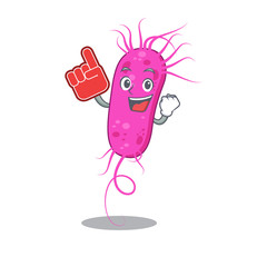 Pseudomoa bacteria presented in cartoon character design with Foam finger