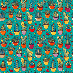 Naklejka premium Vector pattern set of different succulents and cacti. Big set for background, packaging paper, stickers for children