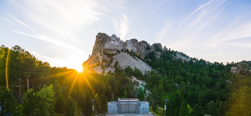 mount Rushmore natonal memorial  at sunset.