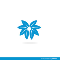 vector logo with modern, blue, unique, and clean abstract leaf shapes, leaves, leaf logos, cannabis