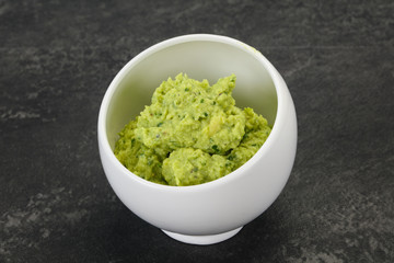 Avocado guacamole sauce with chili pepper