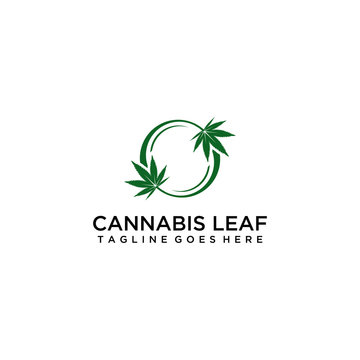 Silhouette of Cannabis marijuana hemp leaf for CBD THC logo design