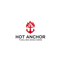 Creative modern anchor with flame Logo Template vector illustration