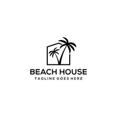 Creative beauty beach modern minimalist  logo design Vector