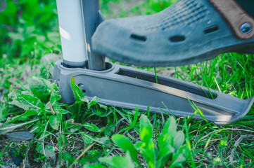 Hand garden tools for pulling weeds from the lawn.