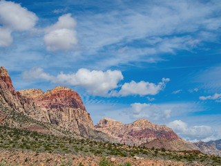 Sunny view of the beautiful Bridge Mountain in Red Rock Canyon area