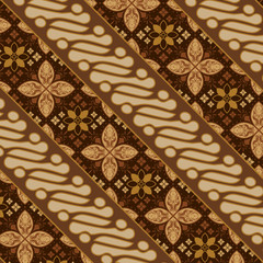 Beautiful traditional batik pattern with brown color seamless design