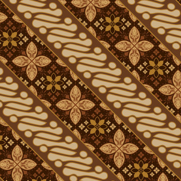 Beautiful traditional batik pattern with brown color seamless design