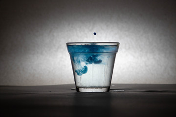 A glass with water and splashes