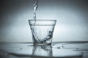 A glass with water and splashes