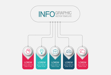 Vector iInfographic template for business, presentations, web design, 5 options.