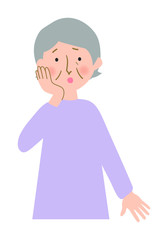 頬に手を当てて疑問に思うおばあちゃんのベクターイラスト
