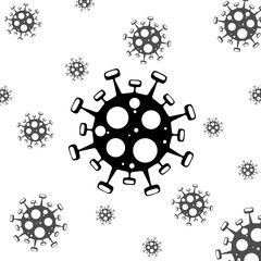 Coronavirus Covid 19. Corona virus icon. Black virus on white background isolated. Vector