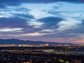 Fotobehang Sunset high angle view of the strip cityscape from Henderson View Pass © Kit Leong
