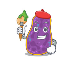 A creative shigella sp. bacteria artist mascot design style paint with a brush