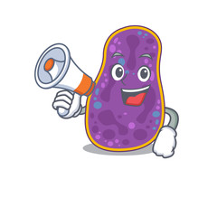 Cartoon character of shigella sp. bacteria having a megaphone