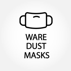 Safety sign, Wear dust mask.Medical mask icon isolated.Safety breathing masks.