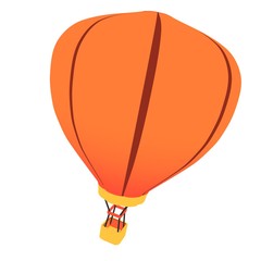 Orange Hot Air Balloon with Yellow Basket on Isolated White Background - Side View tilted forward  3D Illustration