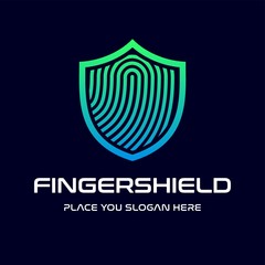 finger print shield vector logo template. This design use guard or protect symbol.