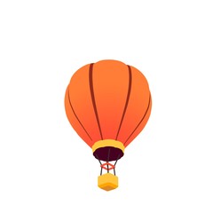 Orange Hot Air Balloon with Yellow Basket on Isolated White Background -worms eye view 3D Illustration