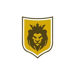 Elegant lion shield logo design illustration isolated on white background. Lion shield luxury logo icon