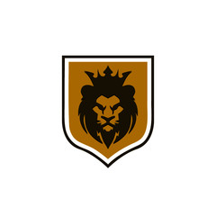 Elegant lion shield logo design illustration isolated on white background. Lion shield luxury logo icon