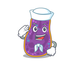 Sailor cartoon character of shigella sp. bacteria with white hat