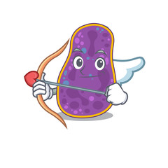 Shigella sp. bacteria in cupid cartoon character with arrow and wings