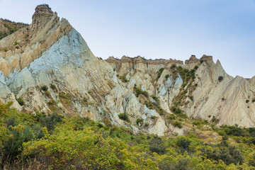 Eroded clay cliffs near Omarama in New Zealand