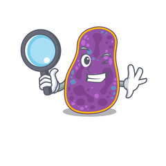 Smart Detective of shigella sp. bacteria mascot design style with tools
