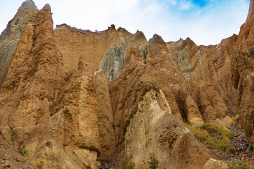 Eroded clay cliffs near Omarama in New Zealand